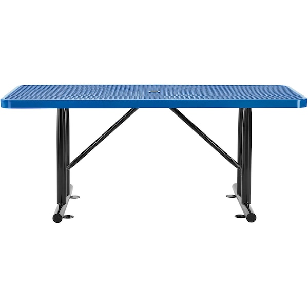 6' Rectangular Expanded Metal Outdoor Table, Blue